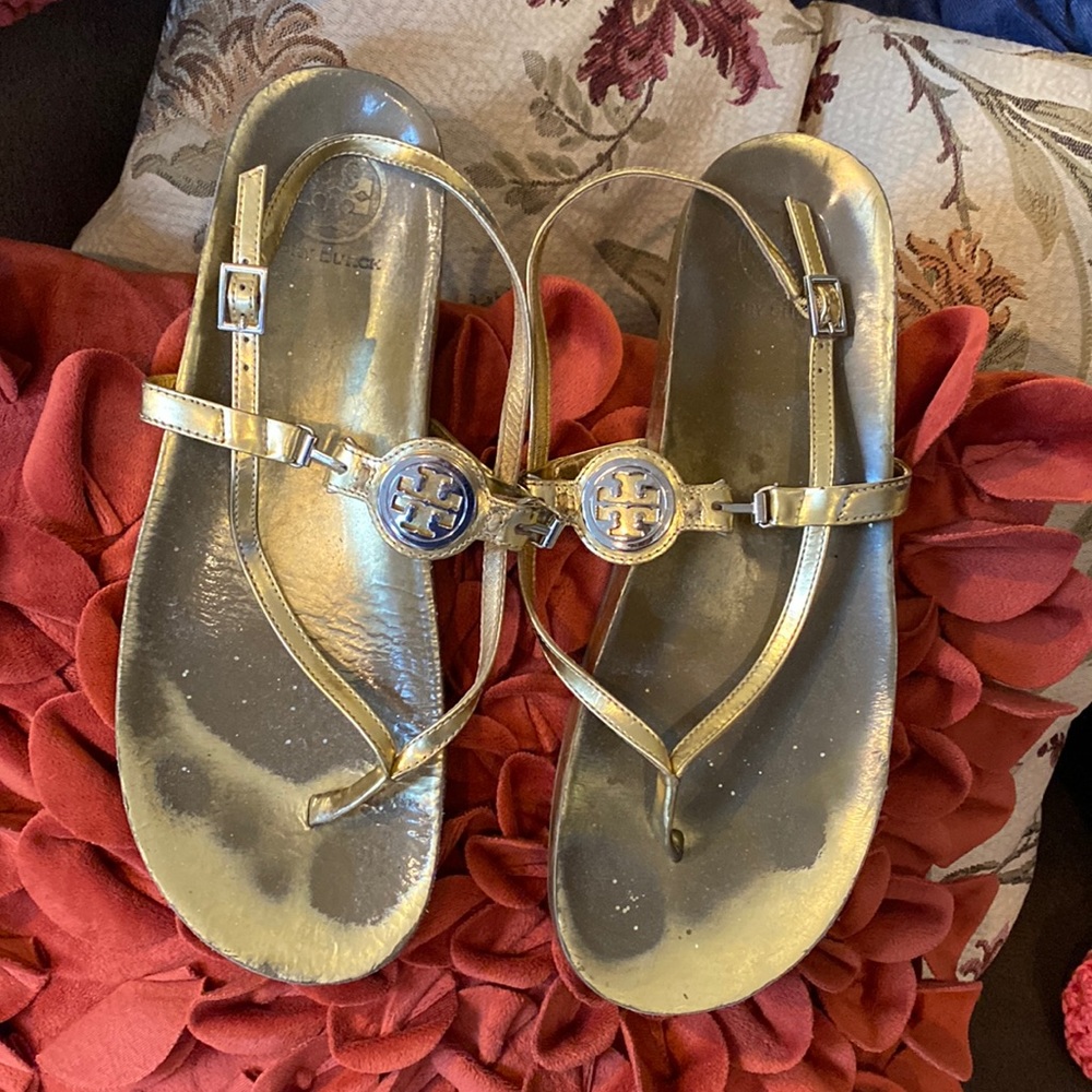 Tory Burch size 10M gold metallic sandals